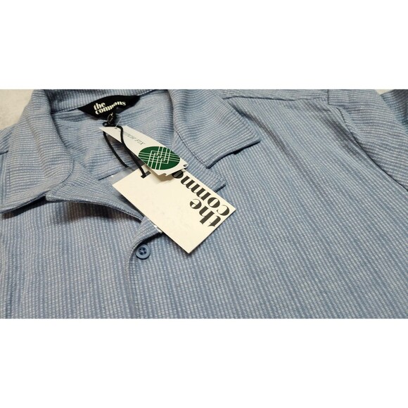 The Commons Men's Medium Blue Jacquard Stripe Knit Hybrid Fit Shirt NWT - Picture 3 of 9